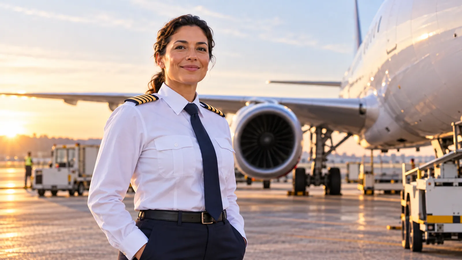 Airline pilot on an airport ramp